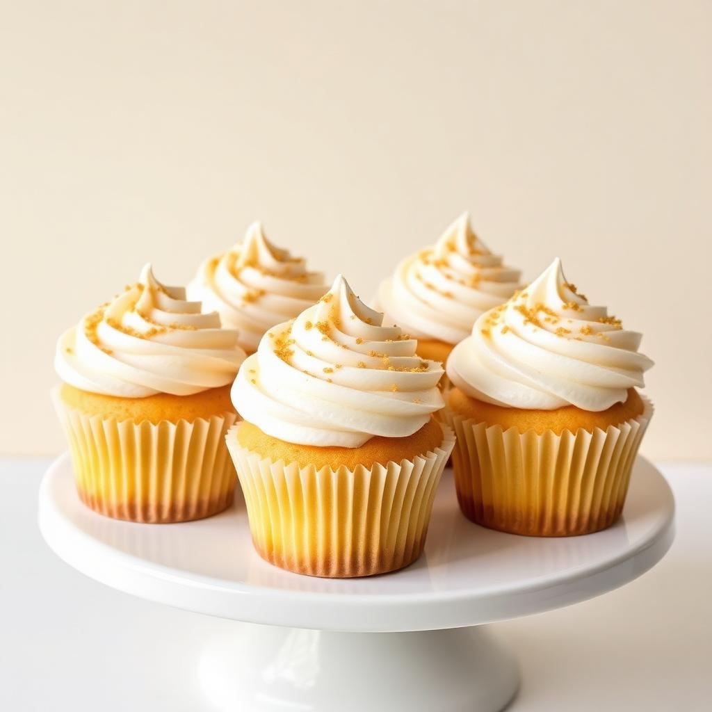 Cupcakes decorados com cobertura e granulado dourado